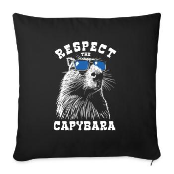 Respect Le Capybara - Spruch - Housse de coussin décorative 45 x 45 cm - noir - Devant