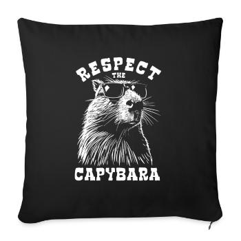 Respect Le Capybara - Spruch - Housse de coussin décorative 45 x 45 cm - noir - Devant