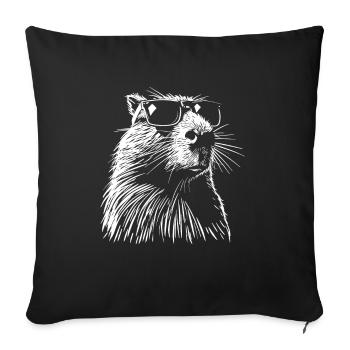Cooles Capybara - Zeichnung Silhouette - Sofakissenbezug 45 x 45 cm - Schwarz - Vorne