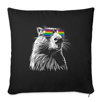 Cool Capybara - Drawing Silhouette Rainbow - Sofa pillowcase 17,3'' x 17,3'' (45 x 45 cm) - black - Front