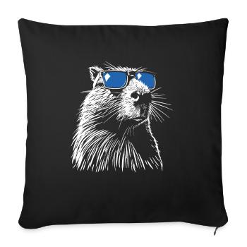Cooles Capybara - Zeichnung Silhouette - Sofakissenbezug 45 x 45 cm - Schwarz - Vorne