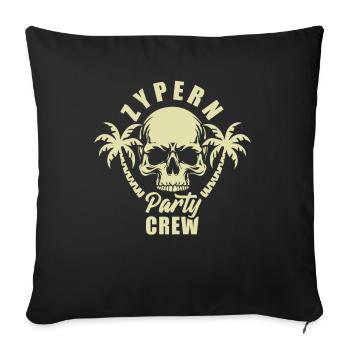 Zypern Party Crew - es eskaliert eh - Sofakissenbezug 45 x 45 cm - Schwarz - Vorne