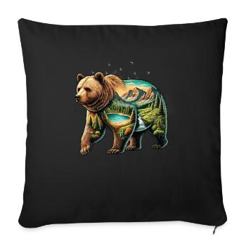 Wilderness Inside the Bear Retro Vintage - Sofa pillowcase 17,3'' x 17,3'' (45 x 45 cm) - black - Front
