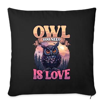 Le hibou dont vous avez besoin est l’eule d’amour - Housse de coussin décorative 45 x 45 cm - noir - Devant