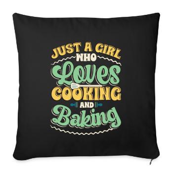 Une fille qui aime cuisiner et faire de la pâtisserie - Housse de coussin décorative 45 x 45 cm - noir - Devant