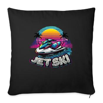 Jet Ski Adventure Retro Summer - Sofa pillowcase 17,3'' x 17,3'' (45 x 45 cm) - black - Front