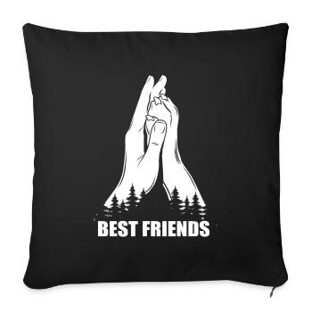 Best Friends - Hand + Dog Paw - High Five - Sofa pillowcase 17,3'' x 17,3'' (45 x 45 cm) - black - Front