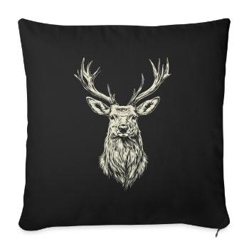 Deer - Antlers - Hunting - Nature Preservation - Sofa pillowcase 17,3'' x 17,3'' (45 x 45 cm) - black - Front