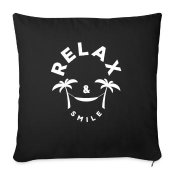 Relax & Smile, Été - Soleil - Vacances - Housse de coussin décorative 45 x 45 cm - noir - Devant