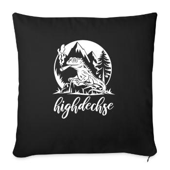 Highdechse - Eidechse mit einem Joint - Sofakissenbezug 45 x 45 cm - Schwarz - Vorne