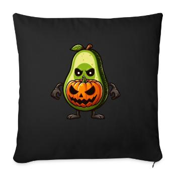 Halloween avocat monstre citrouille dessin animé - Housse de coussin décorative 45 x 45 cm - noir - Devant