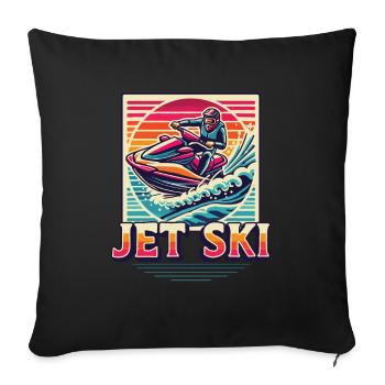 Jet Ski Adventure Retro Summer - Sofa pillowcase 17,3'' x 17,3'' (45 x 45 cm) - black - Front