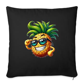 Pineapple Fruit Lunettes de soleil fraîches d’été - Housse de coussin décorative 45 x 45 cm - noir - Devant