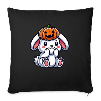 Mignon Halloween Lapin Citrouille Dessin Animé Octobre - Housse de coussin décorative 45 x 45 cm - noir - Devant