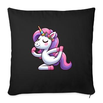 Licorne Yoga Méditation Méditation Autogène Train - Housse de coussin décorative 45 x 45 cm - noir - Devant