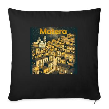 Matera Italy Night Lights Holiday South - Sofa pillowcase 17,3'' x 17,3'' (45 x 45 cm) - black - Front