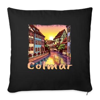 Colmar, French port city, old town, old building - Sofa pillowcase 17,3'' x 17,3'' (45 x 45 cm) - black - Front