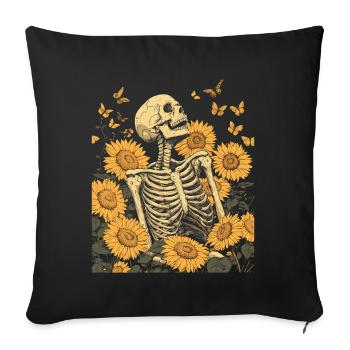 Skelett Blumen - Sofakissenbezug 45 x 45 cm - Schwarz - Vorne