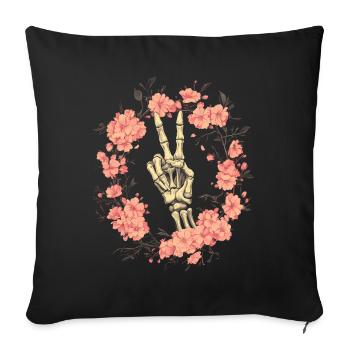 Skeleton Hand Peace Sign - Sofa pillowcase 17,3'' x 17,3'' (45 x 45 cm) - black - Front