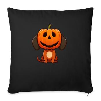 Cute Dachshund Dog Pumpkin Halloween Cartoon - Sofa pillowcase 17,3'' x 17,3'' (45 x 45 cm) - black - Front