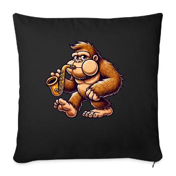 Bigfoot Saxophone Jazz Cartoon Thick Cheeks - Sofa pillowcase 17,3'' x 17,3'' (45 x 45 cm) - black - Front