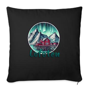 Lofoten Northern Lights Norway Scandinavia - Sofa pillowcase 17,3'' x 17,3'' (45 x 45 cm) - black - Front