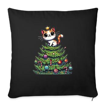 Funny Cat Christmas Tree Whimsical - Sofa pillowcase 17,3'' x 17,3'' (45 x 45 cm) - black - Front