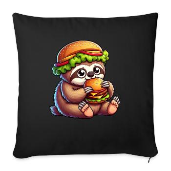 Cute Sloth Hamburger Cheeseburger Fast Food Ca - Sofa pillowcase 17,3'' x 17,3'' (45 x 45 cm) - black - Front