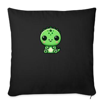 Mignon Chibi T-Rex Dino Dessin animé - Housse de coussin décorative 45 x 45 cm - noir - Devant