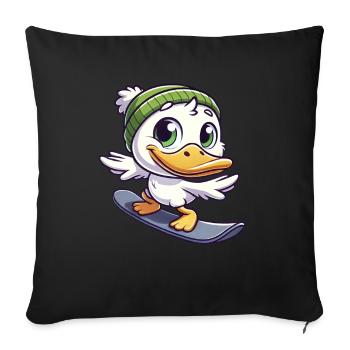 Lustige Ente Snowboarder Cartoon Wintersport - Sofakissenbezug 45 x 45 cm - Schwarz - Vorne