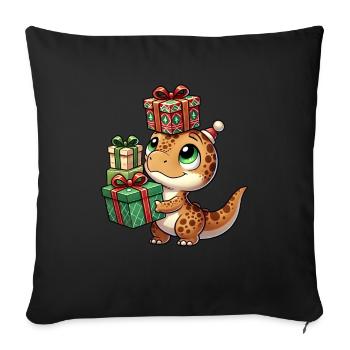 Fête de Noël Dino T-Rex - Housse de coussin décorative 45 x 45 cm - noir - Devant