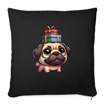 Carlin Père Noël Drôle Noël Design - Housse de coussin décorative 45 x 45 cm - noir - Devant