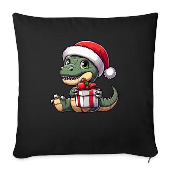 T-Rex de Noël Balancing Dino Santa Claus - Housse de coussin décorative 45 x 45 cm - noir - Devant