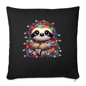 Cute Sloth Christmas String Lights - Sofa pillowcase 17,3'' x 17,3'' (45 x 45 cm) - black - Front