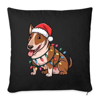 Bull Terrier Noël Lumières Noël Chiens Cadeaux - Housse de coussin décorative 45 x 45 cm - noir - Devant