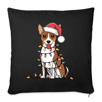 Basenji Christmas Lights Xmas Dogs Gifts for men - Sofakissenbezug 45 x 45 cm - Schwarz - Vorne