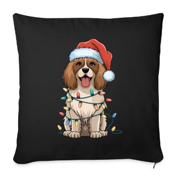 Bedlington Terrier Christmas Lights Xmas Dogs Gift - Sofa pillowcase 17,3'' x 17,3'' (45 x 45 cm) - black - Front