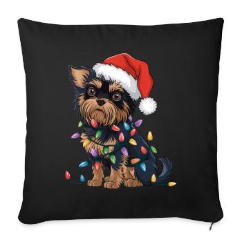 Affenpinscher Lumières de Noël Noël Chiens Cadeaux - Housse de coussin décorative 45 x 45 cm - noir - Devant