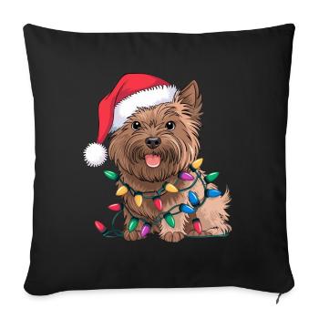 Cairn Terrier Christmas Lights Xmas Dogs Gifts - Sofakissenbezug 45 x 45 cm - Schwarz - Vorne