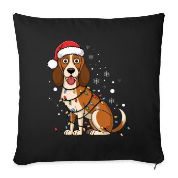 Foxhound Lumières de Noël Noël Chiens Cadeaux - Housse de coussin décorative 45 x 45 cm - noir - Devant