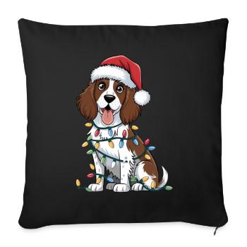 English Springer Spaniel Christmas Lights Xmas - Sofakissenbezug 45 x 45 cm - Schwarz - Vorne