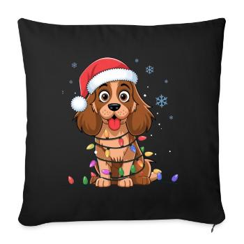 Cocker anglais Epagneul Noël Lumières de Noël Chiens - Housse de coussin décorative 45 x 45 cm - noir - Devant