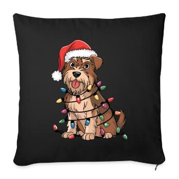 Glen of Imaal Terrier Noël Lumières Noël Chiens - Housse de coussin décorative 45 x 45 cm - noir - Devant