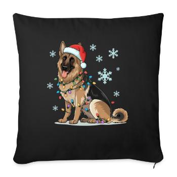 German Shepherd Christmas Lights Xmas Dogs Gifts - Sofakissenbezug 45 x 45 cm - Schwarz - Vorne