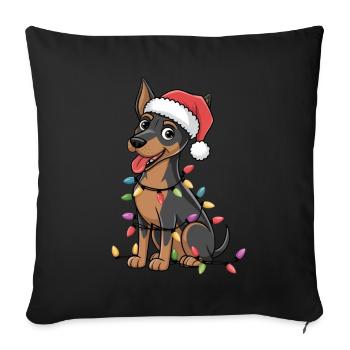 German Pinscher Christmas Lights Xmas Dogs Gifts - Sofa pillowcase 17,3'' x 17,3'' (45 x 45 cm) - black - Front