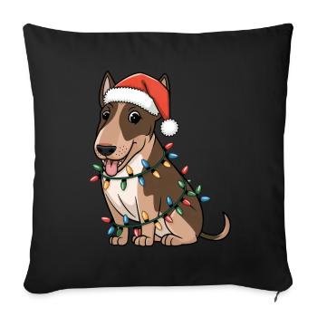 Miniature Bull Terrier Noël Lumières Noël Chiens - Housse de coussin décorative 45 x 45 cm - noir - Devant