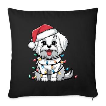 Lumières de Noël maltaises Noël Chiens Cadeaux - Housse de coussin décorative 45 x 45 cm - noir - Devant