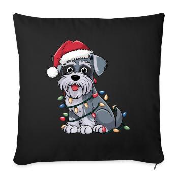 Miniature Schnauzer Christmas Lights Xmas Dogs - Sofakissenbezug 45 x 45 cm - Schwarz - Vorne
