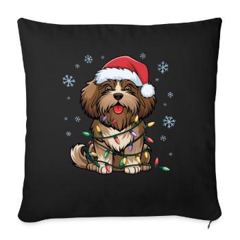 Lumières de Noël Havanais Noël Chiens Cadeaux - Housse de coussin décorative 45 x 45 cm - noir - Devant