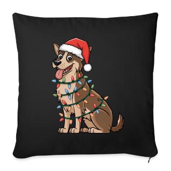 Norwegian Elkhound Christmas Lights Xmas Dogs - Sofakissenbezug 45 x 45 cm - Schwarz - Vorne